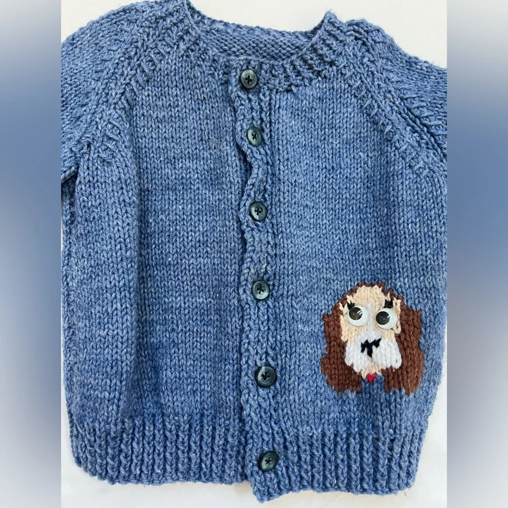 Like NEW Cardigan Sweater Puppy Dogs Toddler Size 9 Months Baby Blue Unbranded - Picture 8 of 16